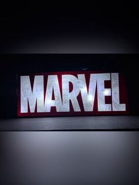 Marvel Illuminated White Logo on Red Backdrop